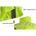 Outdoor Waterproof High Visibility Safety Men's Rain Jacket Wholesale Polyester Hi Vis Reflective Rainwear